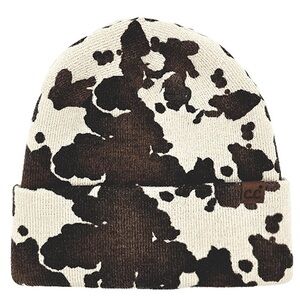 CC Boutique Cream and Brown Patterned Beanie